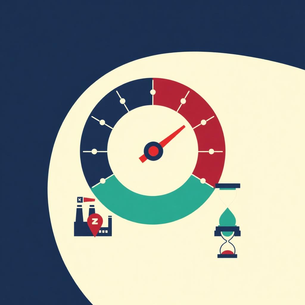 A risk dial with industry icons